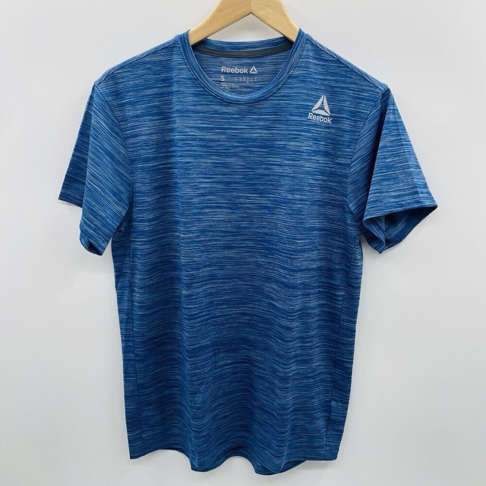 Reebok Mens Size Small Short Sleeve Activewear T-shirt in Blue Spacedye 1262
